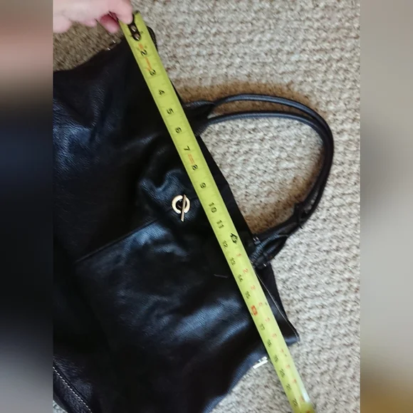 Rabeanco Black Pebbled Leather shoulder Handle Bag